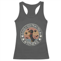 Easily Distracted By Wieners Racerback Tank Top Dachshund Dog Lover Retro Sunset - Wonder Print Shop