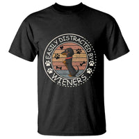 Easily Distracted By Wieners T Shirt Dachshund Dog Lover Retro Sunset - Wonder Print Shop