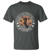 Easily Distracted By Wieners T Shirt Dachshund Dog Lover Retro Sunset - Wonder Print Shop