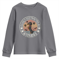 Easily Distracted By Wieners Youth Sweatshirt Dachshund Dog Lover Retro Sunset - Wonder Print Shop