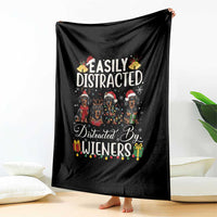 Christmas Dachshund Throw Blanket Funny Easily Distracted By Wieners - Wonder Print Shop