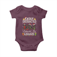 Christmas Dachshund Baby Onesie Funny Easily Distracted By Wieners - Wonder Print Shop