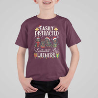 Christmas Dachshund T Shirt For Kid Funny Easily Distracted By Wieners - Wonder Print Shop