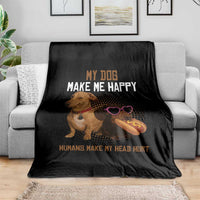 Funny Dachshund Dog Meme Throw Blanket My Dog Make Me Happy - Wonder Print Shop