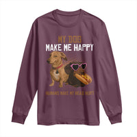 Funny Dachshund Dog Meme Long Sleeve Shirt My Dog Make Me Happy - Wonder Print Shop