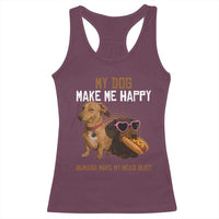 Funny Dachshund Dog Meme Racerback Tank Top My Dog Make Me Happy - Wonder Print Shop