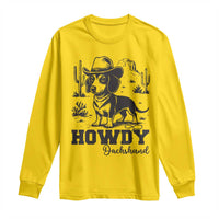 Funny Cowboy Dog Long Sleeve Shirt Howdy Dachshund Vintage Western - Wonder Print Shop