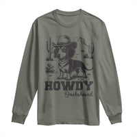 Funny Cowboy Dog Long Sleeve Shirt Howdy Dachshund Vintage Western - Wonder Print Shop