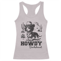Funny Cowboy Dog Racerback Tank Top Howdy Dachshund Vintage Western - Wonder Print Shop