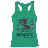 Funny Cowboy Dog Racerback Tank Top Howdy Dachshund Vintage Western - Wonder Print Shop