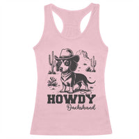 Funny Cowboy Dog Racerback Tank Top Howdy Dachshund Vintage Western - Wonder Print Shop