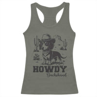 Funny Cowboy Dog Racerback Tank Top Howdy Dachshund Vintage Western - Wonder Print Shop