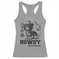 Funny Cowboy Dog Racerback Tank Top Howdy Dachshund Vintage Western - Wonder Print Shop