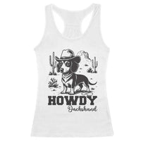 Funny Cowboy Dog Racerback Tank Top Howdy Dachshund Vintage Western - Wonder Print Shop