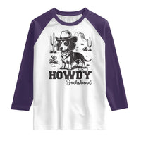 Funny Cowboy Dog Raglan Shirt Howdy Dachshund Vintage Western - Wonder Print Shop