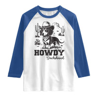Funny Cowboy Dog Raglan Shirt Howdy Dachshund Vintage Western - Wonder Print Shop
