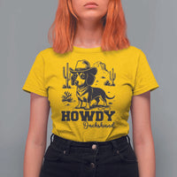 Funny Cowboy Dog T Shirt For Women Howdy Dachshund Vintage Western - Wonder Print Shop