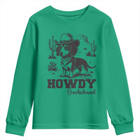 Funny Cowboy Dog Youth Sweatshirt Howdy Dachshund Vintage Western - Wonder Print Shop