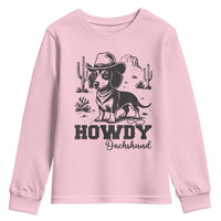 Funny Cowboy Dog Youth Sweatshirt Howdy Dachshund Vintage Western - Wonder Print Shop