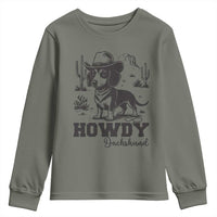 Funny Cowboy Dog Youth Sweatshirt Howdy Dachshund Vintage Western - Wonder Print Shop