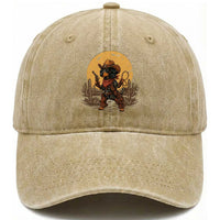 Funny Dachshund Cowboy Washed Cotton Baseball Cap Western Wiener Dog