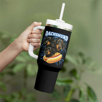 Dog Meme Tumbler With Handle Funny Dachshund Dog In A Hot Dog Costume