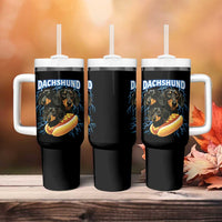 Dog Meme Tumbler With Handle Funny Dachshund Dog In A Hot Dog Costume