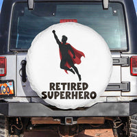Retired Superhero Retirement Gift Spare Tire Cover Flying Red Cape Silhouette Graphic