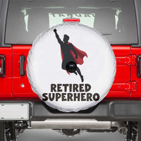 Retired Superhero Retirement Gift Spare Tire Cover Flying Red Cape Silhouette Graphic