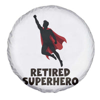 Retired Superhero Retirement Gift Spare Tire Cover Flying Red Cape Silhouette Graphic