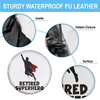 Retired Superhero Retirement Gift Spare Tire Cover Flying Red Cape Silhouette Graphic