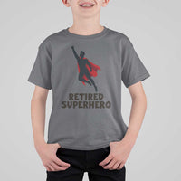 Retired Superhero Retirement Gift T Shirt For Kid Flying Red Cape Silhouette Graphic