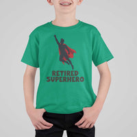 Retired Superhero Retirement Gift T Shirt For Kid Flying Red Cape Silhouette Graphic