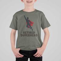 Retired Superhero Retirement Gift T Shirt For Kid Flying Red Cape Silhouette Graphic