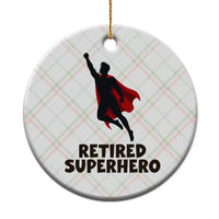 Retired Superhero Retirement Gift Ceramic Ornament Flying Red Cape Silhouette Graphic