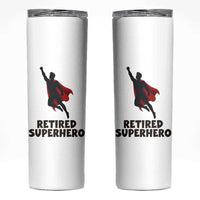 Retired Superhero Retirement Gift Skinny Tumbler Flying Red Cape Silhouette Graphic