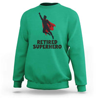 Retired Superhero Retirement Gift Sweatshirt Flying Red Cape Silhouette Graphic