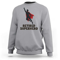 Retired Superhero Retirement Gift Sweatshirt Flying Red Cape Silhouette Graphic