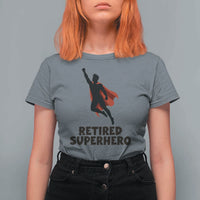 Retired Superhero Retirement Gift T Shirt For Women Flying Red Cape Silhouette Graphic