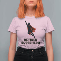 Retired Superhero Retirement Gift T Shirt For Women Flying Red Cape Silhouette Graphic