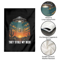 They Stole My Beer Garden Flag Funny UFO Abducting Beer Mug Vintage Western Gift