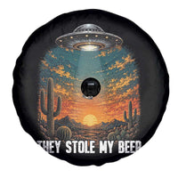 They Stole My Beer Spare Tire Cover Funny UFO Abducting Beer Mug Vintage Western Gift