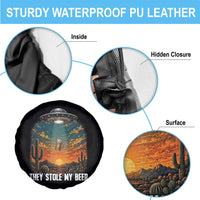 They Stole My Beer Spare Tire Cover Funny UFO Abducting Beer Mug Vintage Western Gift