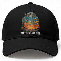 They Stole My Beer Baseball Cap Funny UFO Abducting Beer Mug Vintage Western Gift