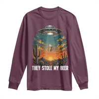 They Stole My Beer Long Sleeve Shirt Funny UFO Abducting Beer Mug Vintage Western Gift