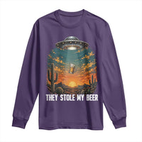 They Stole My Beer Long Sleeve Shirt Funny UFO Abducting Beer Mug Vintage Western Gift