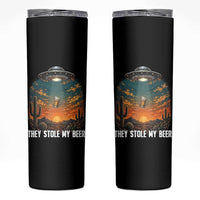 They Stole My Beer Skinny Tumbler Funny UFO Abducting Beer Mug Vintage Western Gift