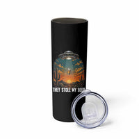 They Stole My Beer Skinny Tumbler Funny UFO Abducting Beer Mug Vintage Western Gift