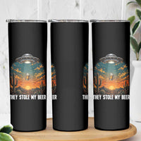 They Stole My Beer Skinny Tumbler Funny UFO Abducting Beer Mug Vintage Western Gift