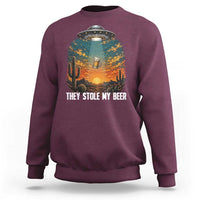 They Stole My Beer Sweatshirt Funny UFO Abducting Beer Mug Vintage Western Gift